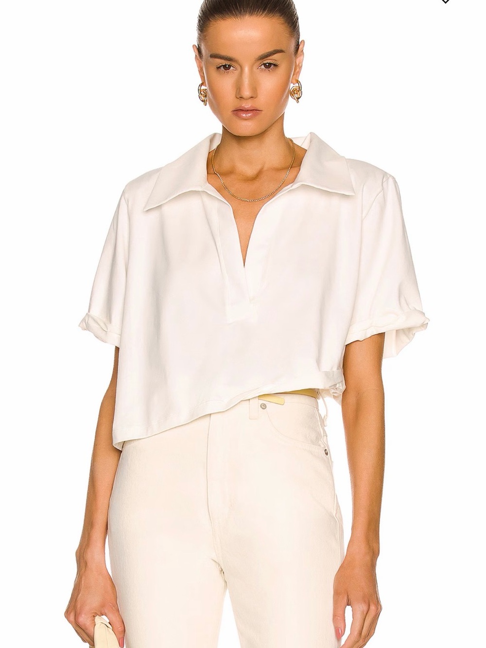 Johanna Ortiz White Living Calle Rolled Cropped Top